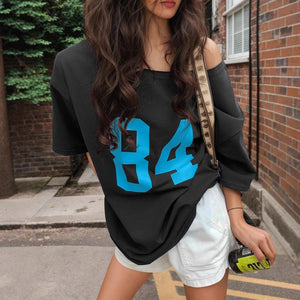 Multi - color letter printing T-shirt women's 2025 new sexy Spice Girls medium and long top women's summer spot - Negative Apparel