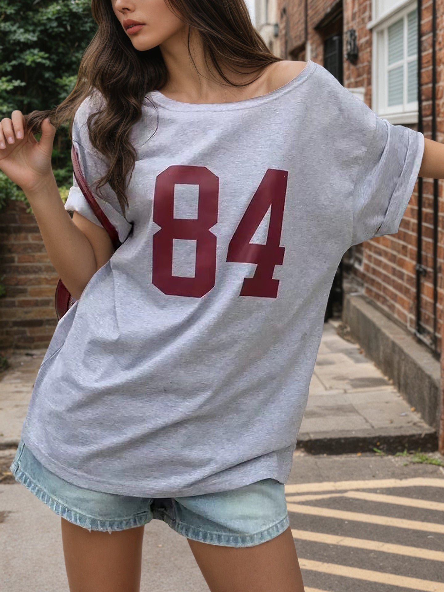 Multi - color letter printing T-shirt women's 2025 new sexy Spice Girls medium and long top women's summer spot - Negative Apparel