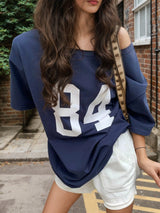 Multi - color letter printing T-shirt women's 2025 new sexy Spice Girls medium and long top women's summer spot - Negative Apparel