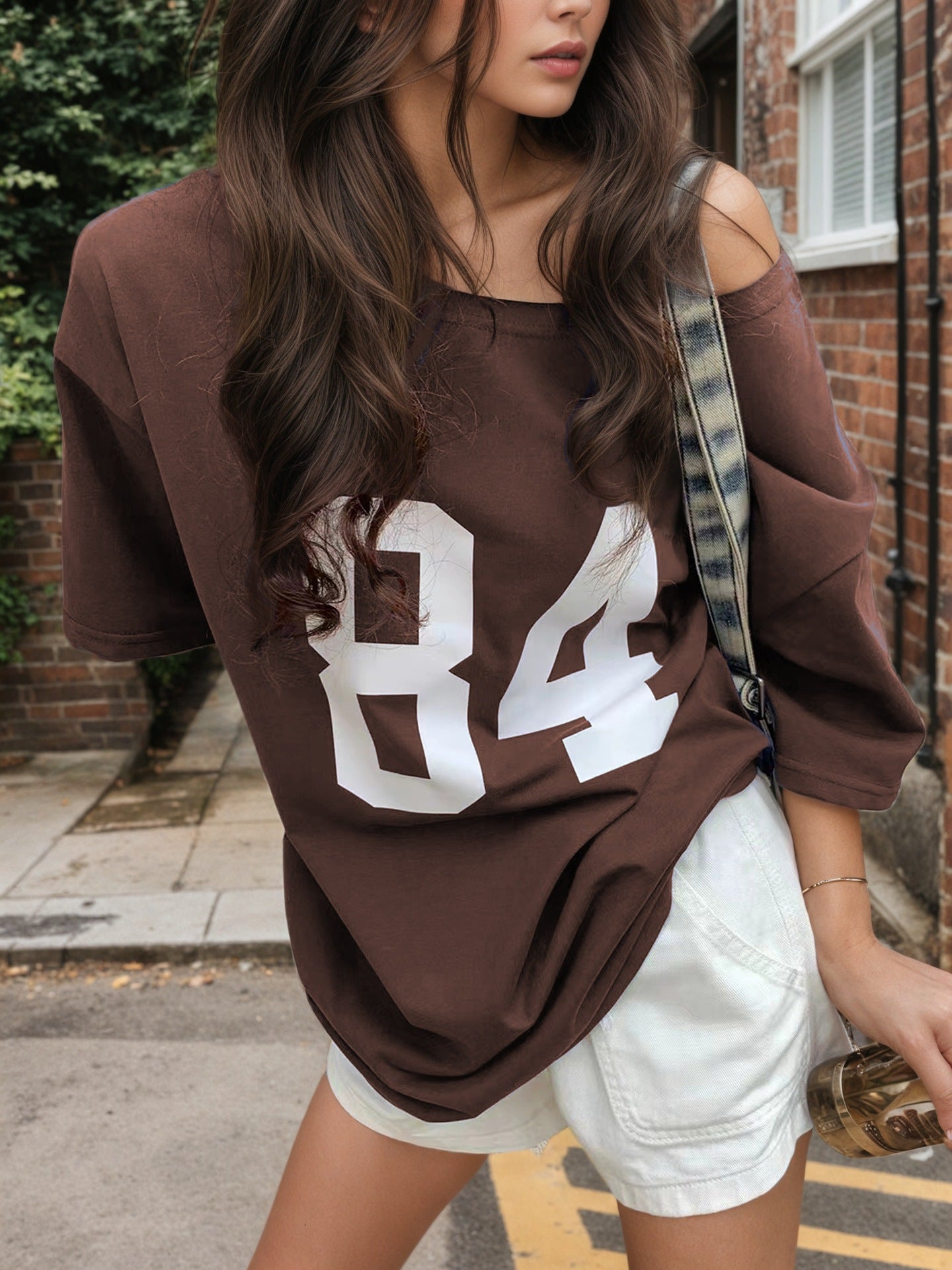 Multi - color letter printing T-shirt women's 2025 new sexy Spice Girls medium and long top women's summer spot - Negative Apparel