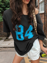 Multi - color letter printing T-shirt women's 2025 new sexy Spice Girls medium and long top women's summer spot - Negative Apparel