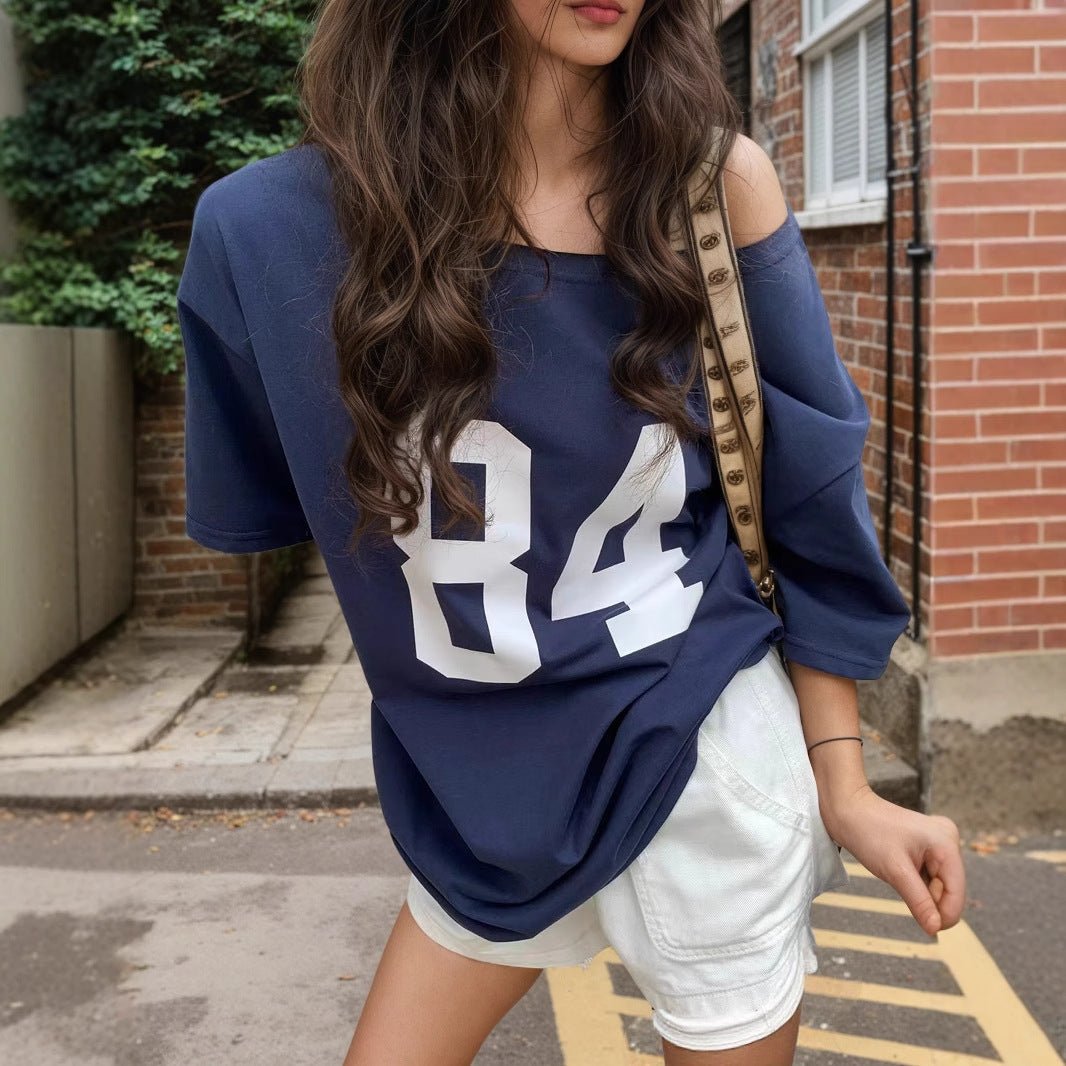 Multi - color letter printing T-shirt women's 2025 new sexy Spice Girls medium and long top women's summer spot - Negative Apparel
