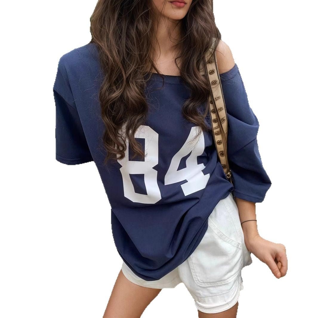 Multi - color letter printing T-shirt women's 2025 new sexy Spice Girls medium and long top women's summer spot - Negative Apparel