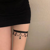 Multi - layer rhinestone tassel thigh ring chain dark Japanese leg decoration leg ring - Negative Apparel