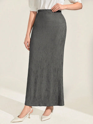 Mulvari Ladies' Long Textured Fabric Midi Skirt - Negative Apparel