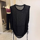 Negative Apparel JS008 - 1 Women’s Sleeveless Sports T-Shirt – Solid Colors, Crew Neck Fitness & Casual Top | Summer Collection - Negative Apparel