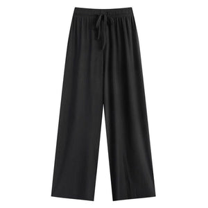 Negative Apparel Women’s High - Waist Wide - Leg Casual Pants – Japanese & Korean Minimalist Style, Solid Colors | Summer 2025 Collection - Negative Apparel