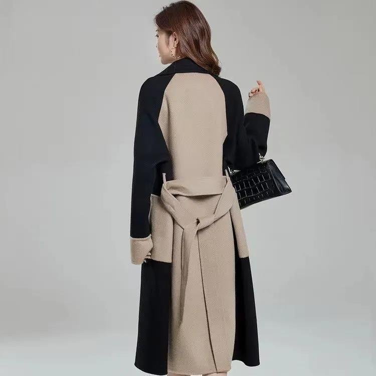 Negative Apparel Women’s Long Wool Jacket – Double - Breasted, Elegant Commuter Style, Winter 2025 Collection - Negative Apparel