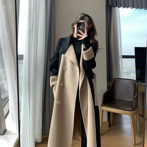 Negative Apparel Women’s Long Wool Jacket – Double - Breasted, Elegant Commuter Style, Winter 2025 Collection - Negative Apparel
