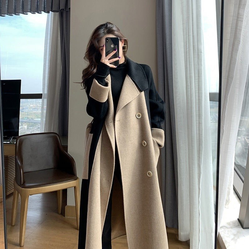 Negative Apparel Women’s Long Wool Jacket – Double - Breasted, Elegant Commuter Style, Winter 2025 Collection - Negative Apparel
