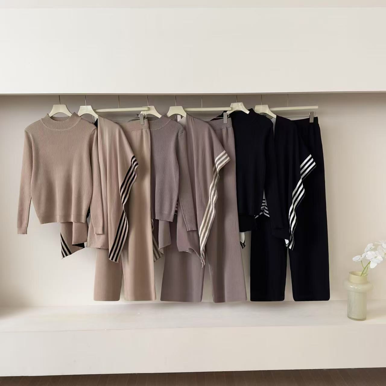 New casual sweater wide - leg pants shawl cardigan - Negative Apparel