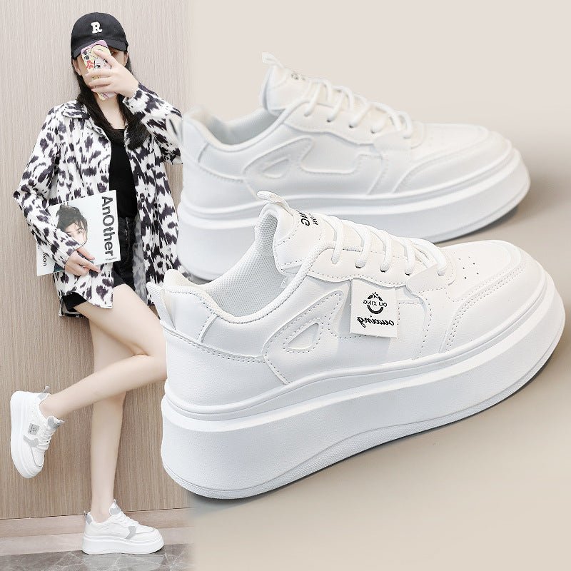 New casual women's shoes 2025 summer breathable solid color heightened thick bottom shoes - Negative Apparel