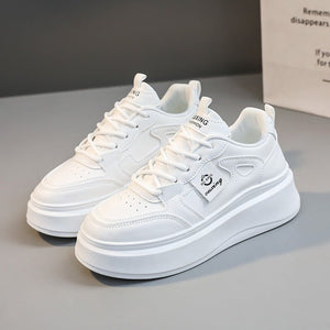 New casual women's shoes 2025 summer breathable solid color heightened thick bottom shoes - Negative Apparel