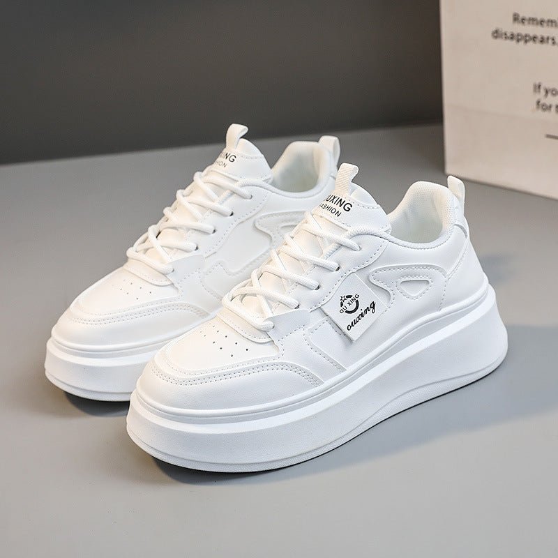 New casual women's shoes 2025 summer breathable solid color heightened thick bottom shoes - Negative Apparel