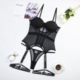 New comfortable mesh breathable body shaping split suit steel ring gathered with leg ring lingerie - Negative Apparel