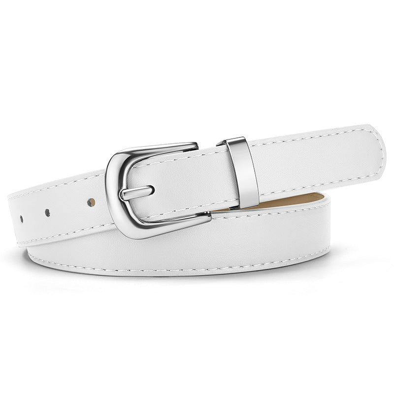 New cross - border women's pin buckle small belt thin belt simple dress student jeans accessories pu leather belt - Negative Apparel