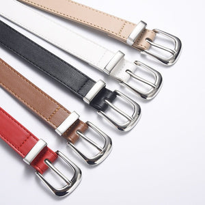 New cross - border women's pin buckle small belt thin belt simple dress student jeans accessories pu leather belt - Negative Apparel