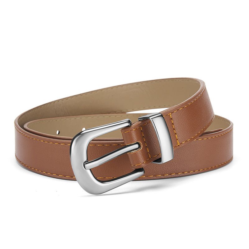 New cross - border women's pin buckle small belt thin belt simple dress student jeans accessories pu leather belt - Negative Apparel