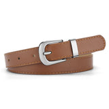 New cross - border women's pin buckle small belt thin belt simple dress student jeans accessories pu leather belt - Negative Apparel
