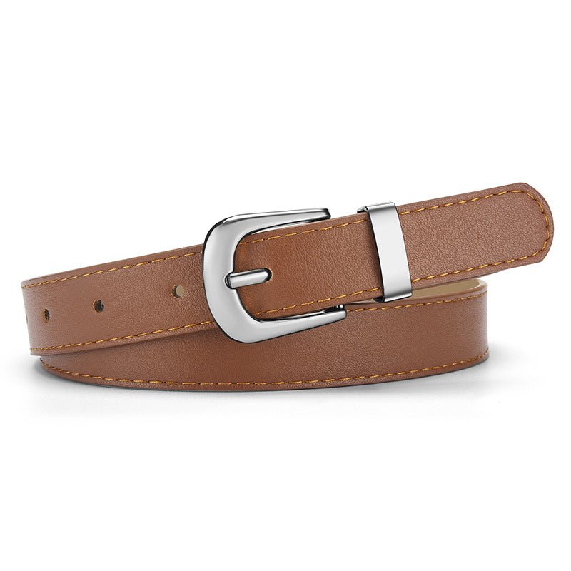 New cross - border women's pin buckle small belt thin belt simple dress student jeans accessories pu leather belt - Negative Apparel