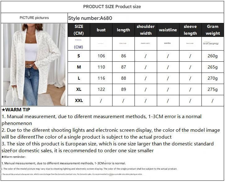 New elegant color knitted jacquard long - sleeved long cardigan top women's jacket - Negative Apparel
