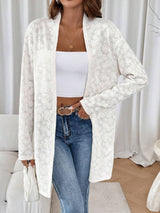New elegant color knitted jacquard long - sleeved long cardigan top women's jacket - Negative Apparel