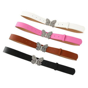New fashion rhinestone inlaid women's belt butterfly buckle dress fashionable and versatile personality belt - Negative Apparel