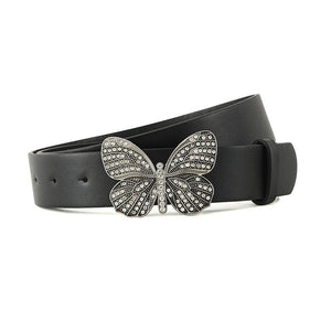 New fashion rhinestone inlaid women's belt butterfly buckle dress fashionable and versatile personality belt - Negative Apparel