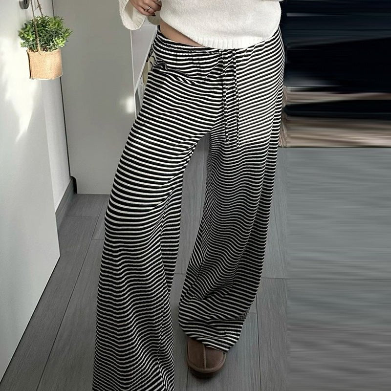 New high - waisted strappy loose straight - leg trousers drape floor pants - Negative Apparel