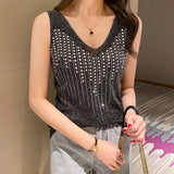 New hot diamond loose medium - length ice silk knitted camisole for women - Negative Apparel