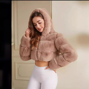 New imitation short body crop jacket fur coat - Negative Apparel