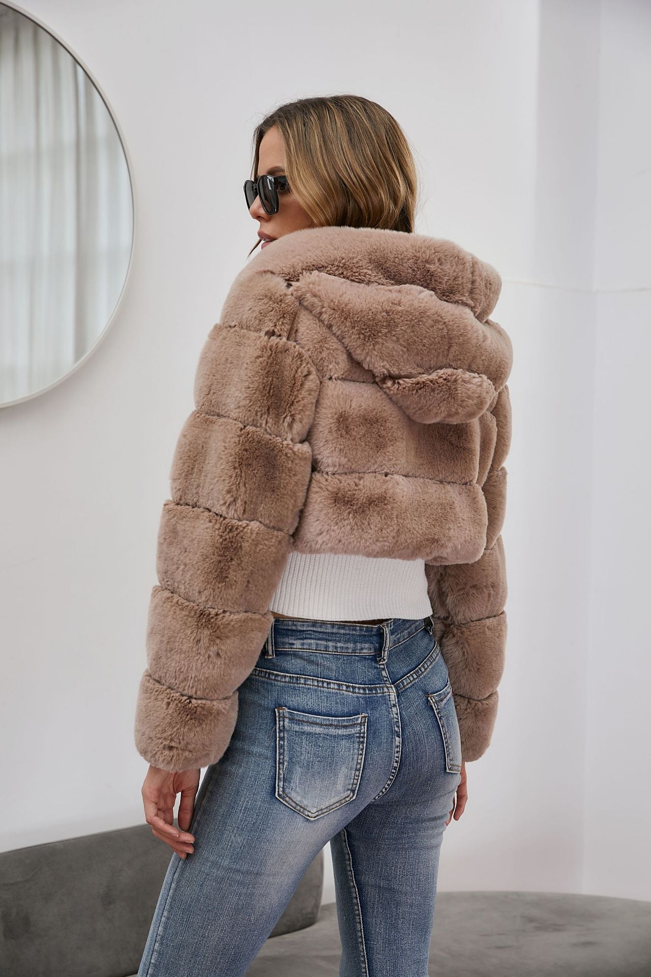 New imitation short body crop jacket fur coat - Negative Apparel