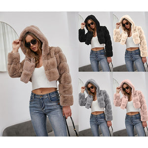 New imitation short body crop jacket fur coat - Negative Apparel