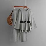 New knitted belt top loose high - waisted wide - leg pants two - piece set - Negative Apparel