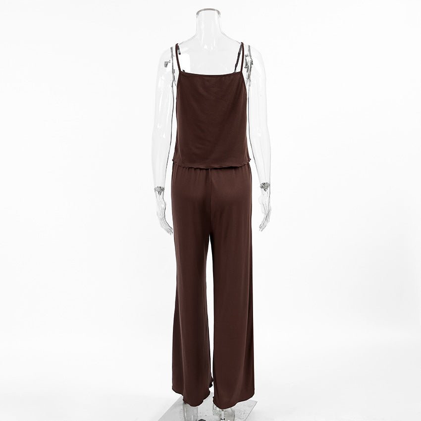 New knitted suspenders trousers casual loungewear - Negative Apparel