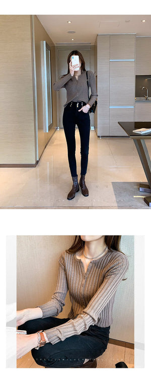 New Korean style Cardigan sweater full sleeves winter top - Negative Apparel