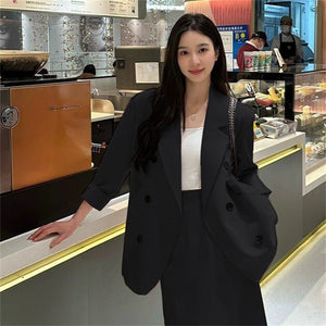 New loose high - end suit for women With Skirt - Negative Apparel