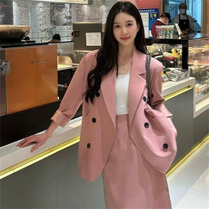 New loose high - end suit for women With Skirt - Negative Apparel