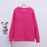 New loose round neck solid color long sleeve lazy style knitted sweater - Negative Apparel