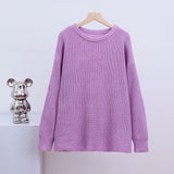 New loose round neck solid color long sleeve lazy style knitted sweater - Negative Apparel