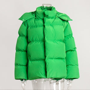 New loose street style cotton jacket solid color hooded cotton winter jacket - Negative Apparel