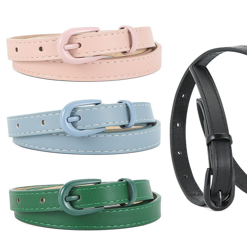 New pin buckle thin belt for women all - match high - end clothing matching PU belt - Negative Apparel