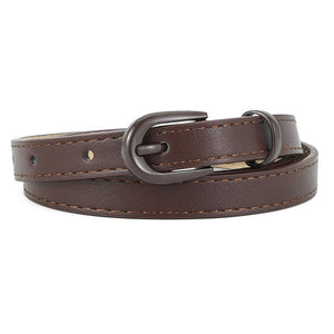 New pin buckle thin belt for women all - match high - end clothing matching PU belt - Negative Apparel