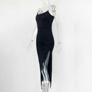 New Sexy Slit Chain Suspender Dress - Negative Apparel