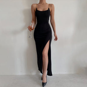 New Sexy Slit Chain Suspender Dress - Negative Apparel