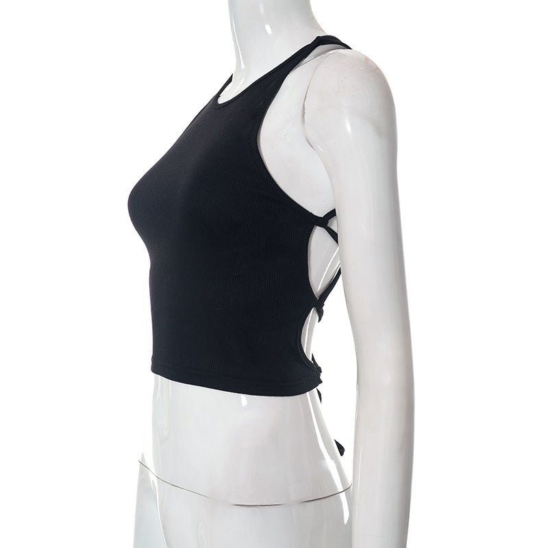 New sleeveless straps large backless crop top - Negative Apparel