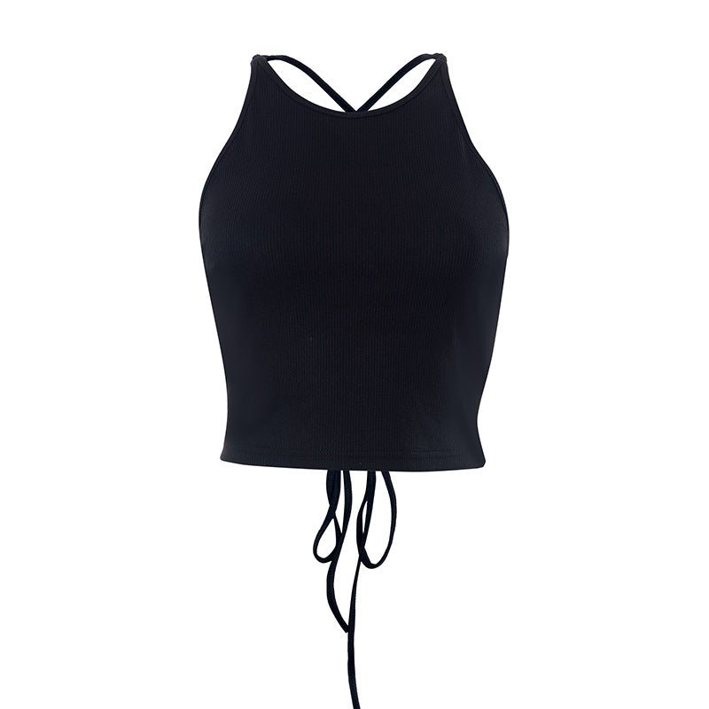 New sleeveless straps large backless crop top - Negative Apparel