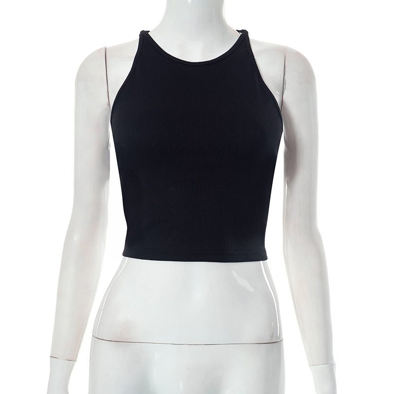 New sleeveless straps large backless crop top - Negative Apparel