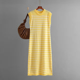 New slim - fit intercolor women's knitted sweater striped long dress fashion dress - Negative Apparel