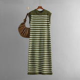 New slim - fit intercolor women's knitted sweater striped long dress fashion dress - Negative Apparel